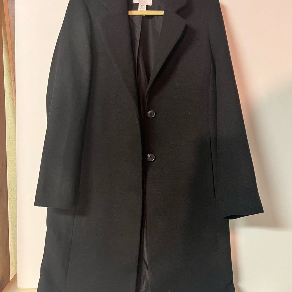 H&M Black Trench Coat with Wide Lapels
